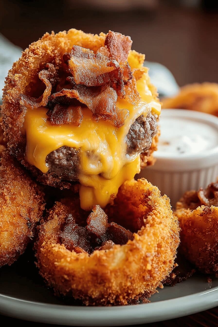 Burger Stuffed Onion Rings Recipe For Crispy, Savory Bites 6 Bacon Cheeseburger Onion Rings