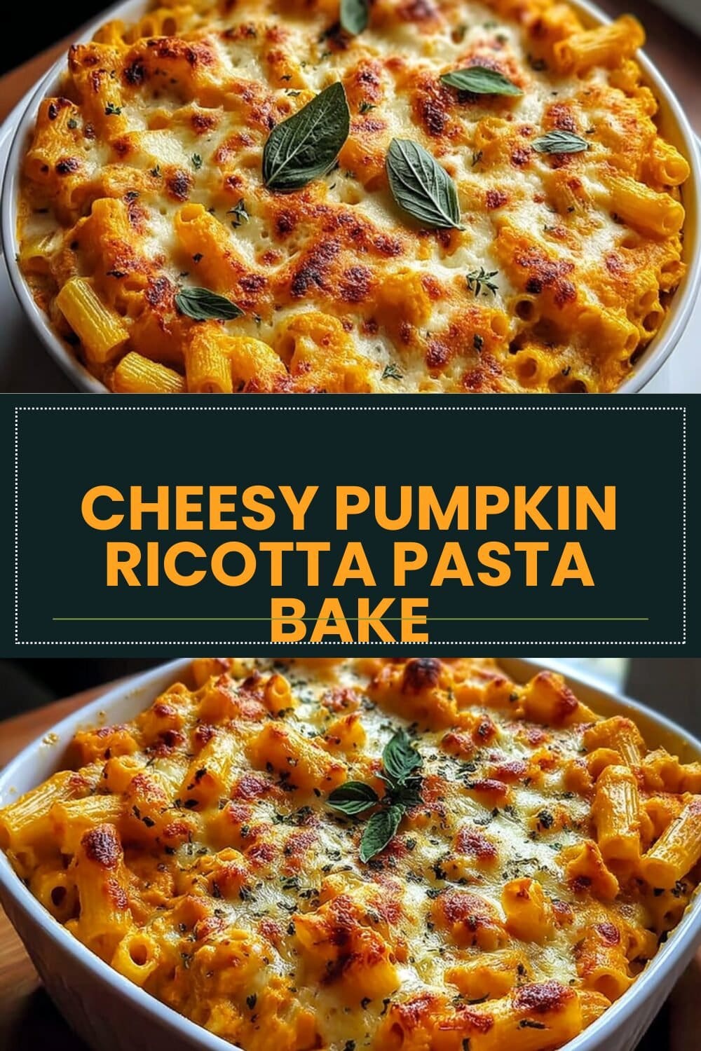 Cheesy Pumpkin Ricotta Pasta Bake