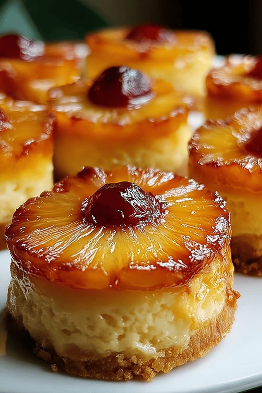 Mini Pineapple Upside Down Cheesecakes
