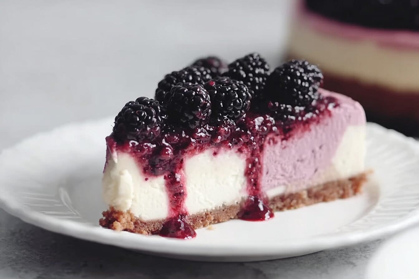 Blackberry Raspberry Swirl Cheesecake Recipe With Creamy Texture 6 Blackberry Raspberry Cheesecake