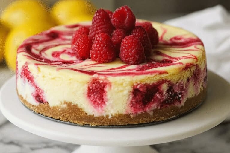 Lemon Raspberry Swirl Cheesecake Recipe With Fresh Berry Layers 8 Lemon Raspberry Swirl Cheesecake 90.Png
