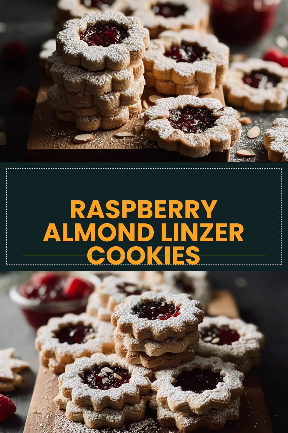 Raspberry Almond Linzer Cookies