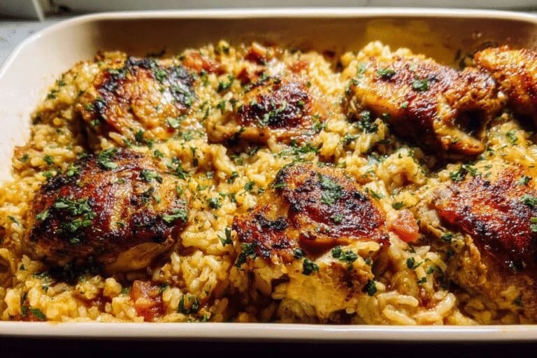 Oven Baked Chicken And Rice Recipe For Simple Family Meals 8 Chicken Thighs And Rice Casserole 92.Png