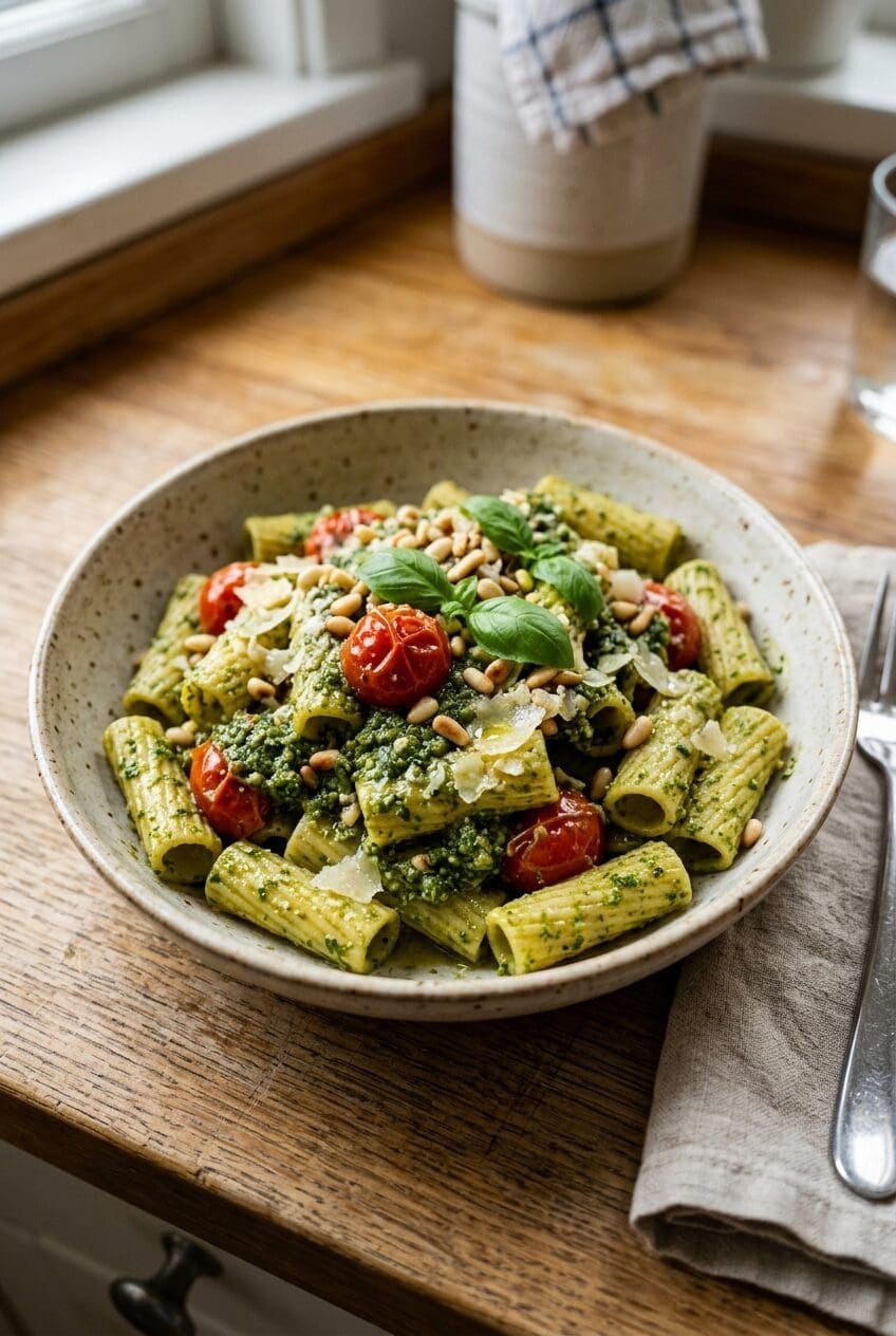 Pesto Rigatoni Recipe Quick Italian Pasta Dish 6 Pesto Rigatoni