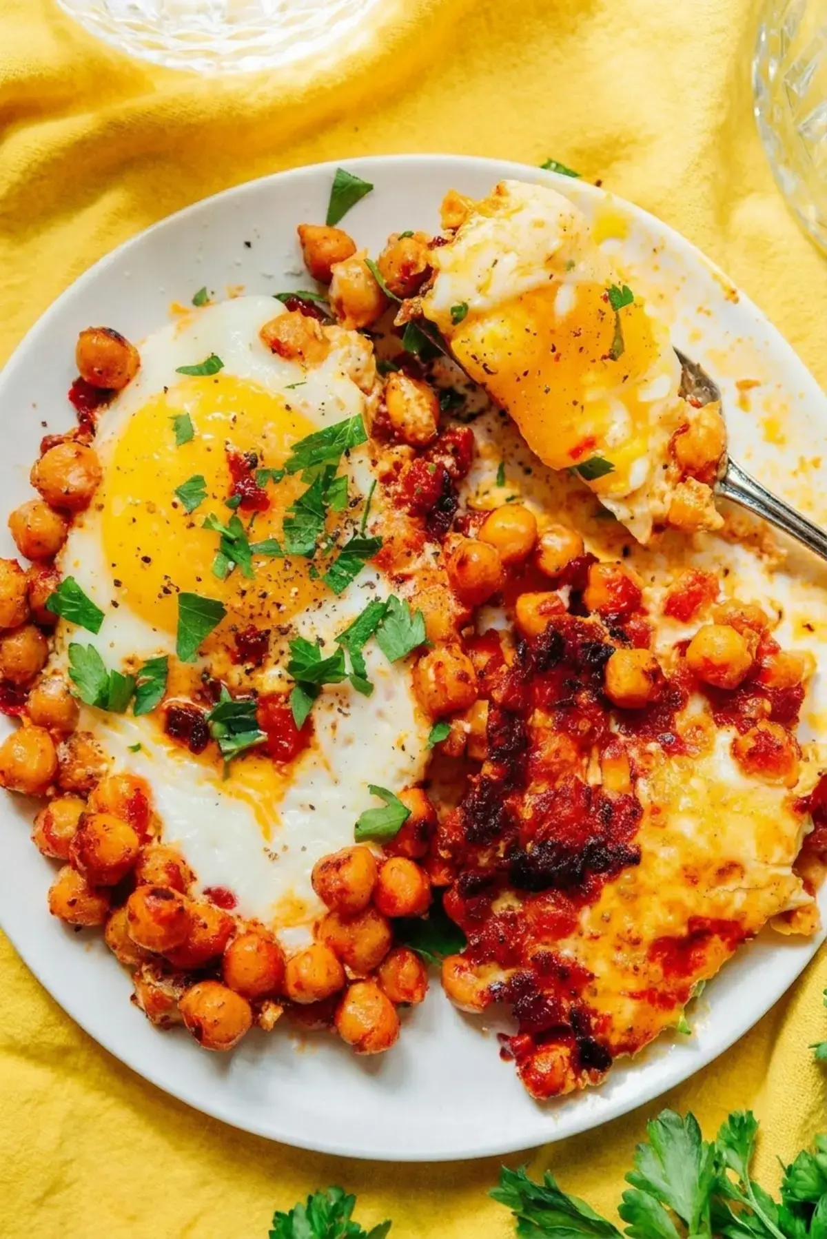 Chickpea Fried Eggs, Pesto Flavor