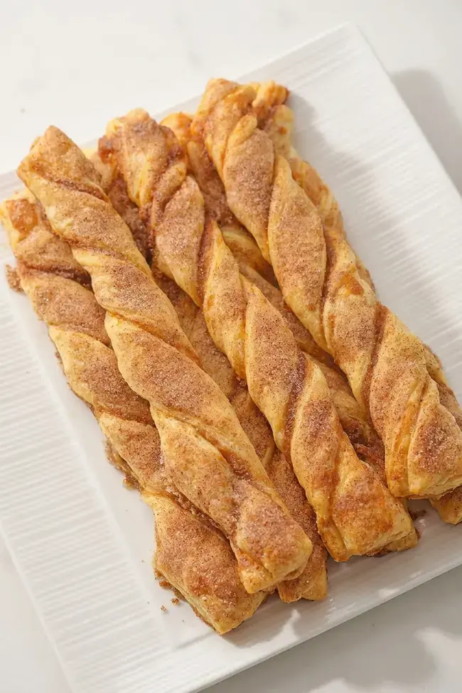 Easy Pumpkin Pie Twists, Cinnamon Sugar Finish, Baking And Serving