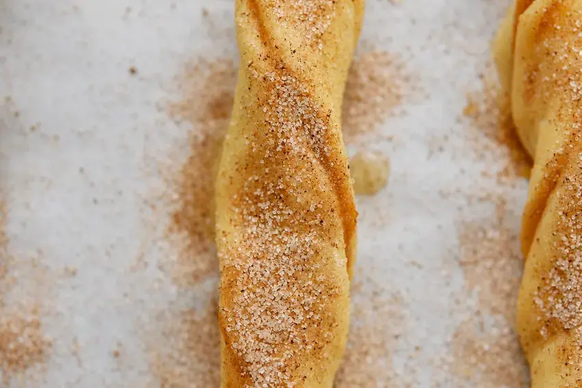 Easy Pumpkin Pie Twists, Cinnamon Sugar Finish, Baking And Serving